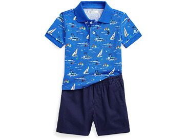 (取寄) ラルフローレン キッズ ボーイズ メッシュ ポロ シャツ アンド チノ ショーツ セット (インファント) Polo Ralph Lauren Kids boys Mesh Polo Shirt & Chino Shorts Set (Infant) Race The Sea Royal