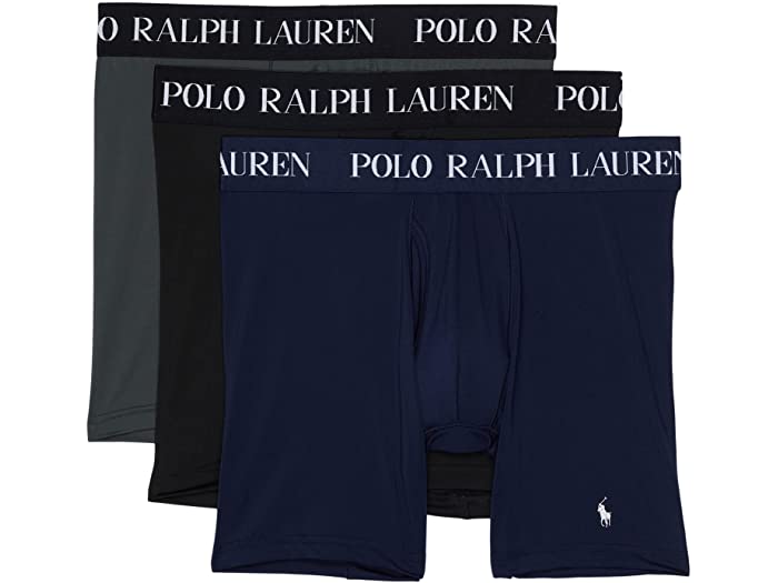 (取寄) ラルフローレン メンズ 4-D-フレックス パフォーマンス メッシュ ボクサー ブリーフ 3パック Polo Ralph Lauren men 4-D-Flex Performance Mesh Boxer Briefs 3-Pack Cruise Navy/Polo Black/Charcoal Grey