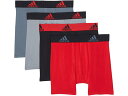 (取寄) アディダス キッズ ボーイズ パフォーマンス ボクサー ブリーフ アンダーウェア 4-パック (ビッグ キッズ) adidas Kids boys adidas Kids Performance Boxer Briefs Underwear 4-Pack (Big Kids) Scarlet Red/Black/Grey