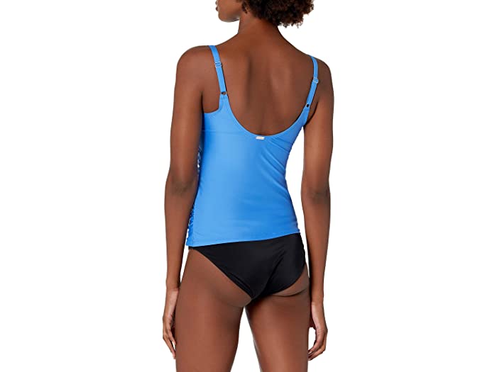 (取寄) カルバンクライン レディース ウィメンズ スタンダード タンキニ スイムスーツ ウィズ アジャスタブル ストラップ アンド タミー コントロール Calvin Klein women Womens Standard Tankini Swimsuit with Adjustable Straps and Tummy Control Azure
