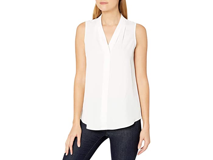 () JoNC fB[X EBY X[uX uEU EBY Co[ebh v[c (X^_[h Ah vX) Calvin Klein women Calvin Klein Women's Sleeveless Blouse with Inverted Pleat (Standard and Plus) Soft White