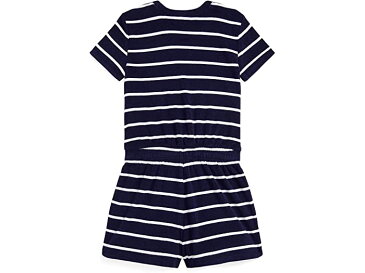 (取寄) ラルフローレン キッズ ガールズ ストライプド テリー ロンパー (ビッグ キッズ) Polo Ralph Lauren Kids girls Striped Terry Romper (Big Kids) Newport Navy/White