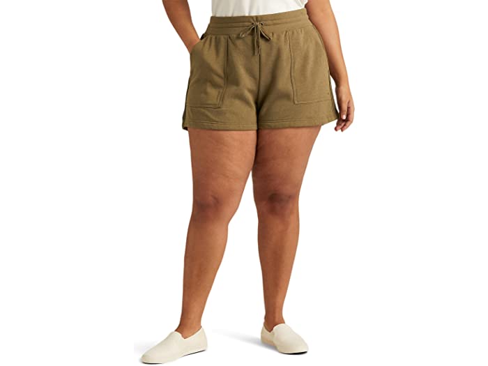 (取寄) ローレン ラルフローレン レディース プラス サイズ フリース アスレチック ショーツ LAUREN Ralph Lauren women Plus Size Fleece Athletic Shorts Olive Fern