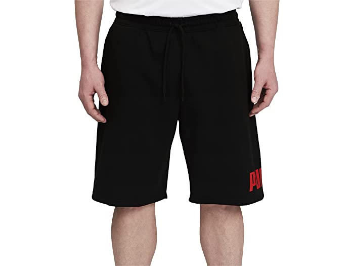 (取寄) プーマ メンズ メンズ ビッグ アンド トール ビッグ ロゴ 10 ショーツ Bt PUMA men Mens Big & Tall Big Logo 10 Shorts Bt Cotton Black-high Risk Red