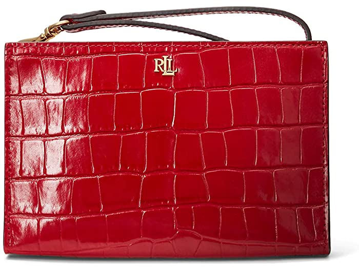 (取寄) ローレン ラルフローレン レディース エンボス レザー スモール ポーチ LAUREN Ralph Lauren women Embossed Leather Small Pouch Candy Red