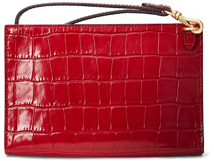 (取寄) ローレン ラルフローレン レディース エンボス レザー スモール ポーチ LAUREN Ralph Lauren women Embossed Leather Small Pouch Candy Red