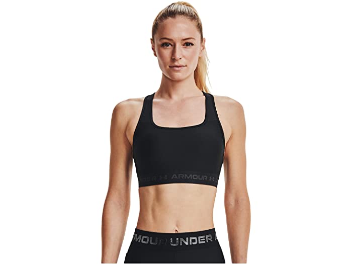 (取寄) アンダーアーマー レディース クロスバック ミッド ブラ Under Armour women Cross-Back Mid Bra Black/Jet Gray