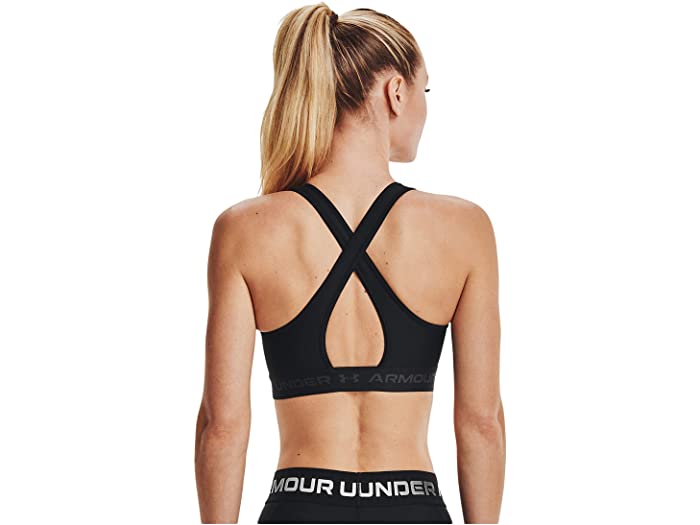(取寄) アンダーアーマー レディース クロスバック ミッド ブラ Under Armour women Cross-Back Mid Bra Black/Jet Gray