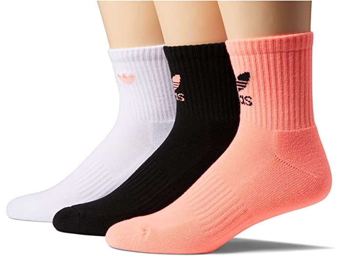 (取寄) アディダス オリジナルス メンズ アイコン クッション クオーター ソックス (3-ペア) adidas Originals men Icon Cushioned Quarter Socks (3-Pair) Acid Red/Black/White