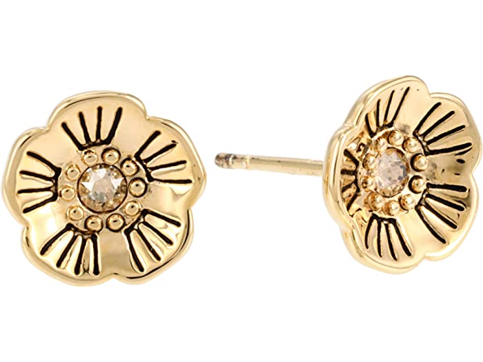 (取寄) コーチ レディース ティー ローズ スタッズ イヤリングス COACH women Tea Rose Stud Earrings Golden Shadow