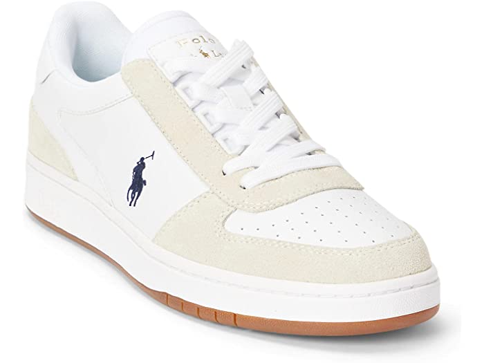 (取寄) ラルフローレン メンズ コート ロートップ スニーカー Polo Ralph Lauren men Court Low-Top Sneaker White/Newport Navy Suede/Leather