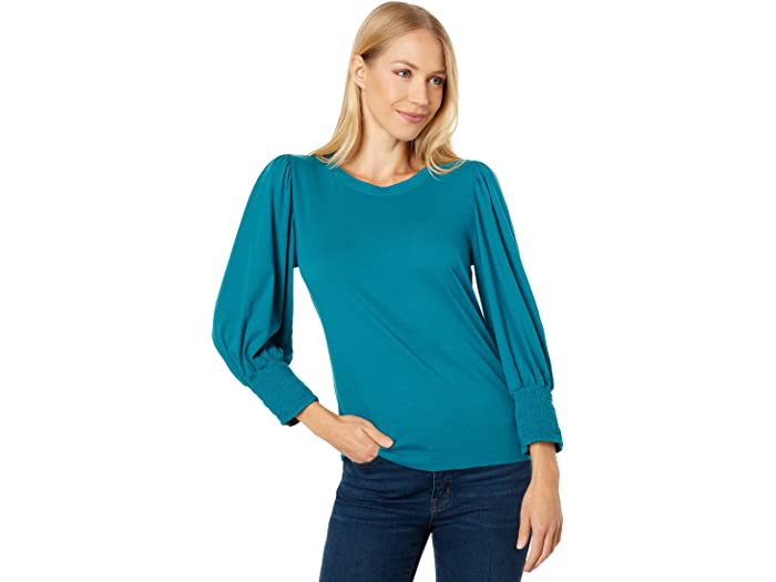 (取寄) ボビ ロサンゼルス レディース スモック 3/4 スリーブ ティー bobi Los Angeles women Smocked 3/4 Sleeve Tee Turquoise