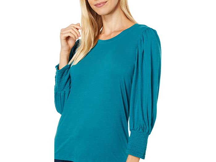 (取寄) ボビ ロサンゼルス レディース スモック 3/4 スリーブ ティー bobi Los Angeles women Smocked 3/4 Sleeve Tee Turquoise