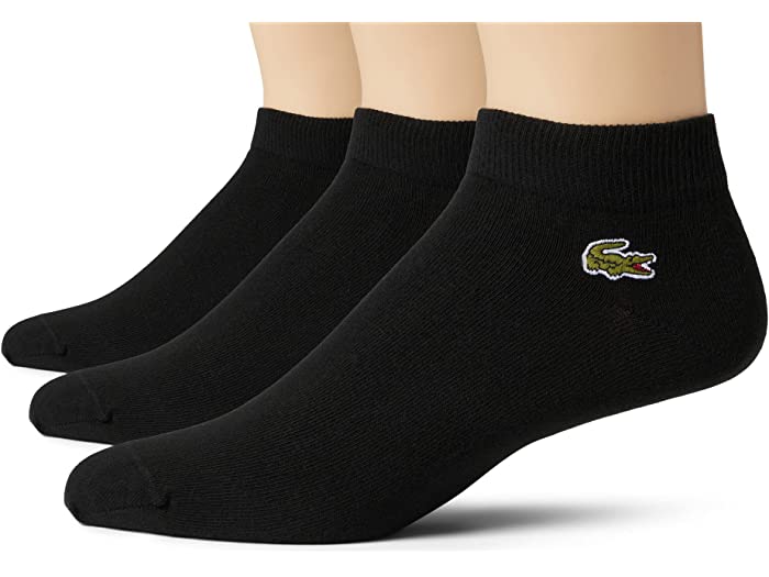 (取寄) ラコステ メンズ Lacoste men 3-Pack Performance Socks with Croc Logo Black/Black/Black