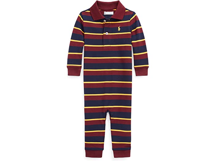 (取寄) ラルフローレン キッズ ボーイズ Polo Ralph Lauren Kids boys Striped Cotton Mesh Polo Coverall (Infant) Classic Wine Multi