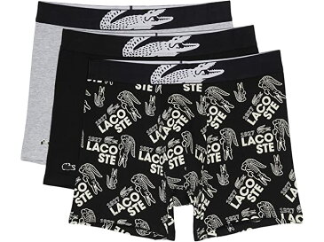 (取寄) ラコステ メンズ Lacoste men 3-Pack Boxer Briefs Black/White/Silver Chine