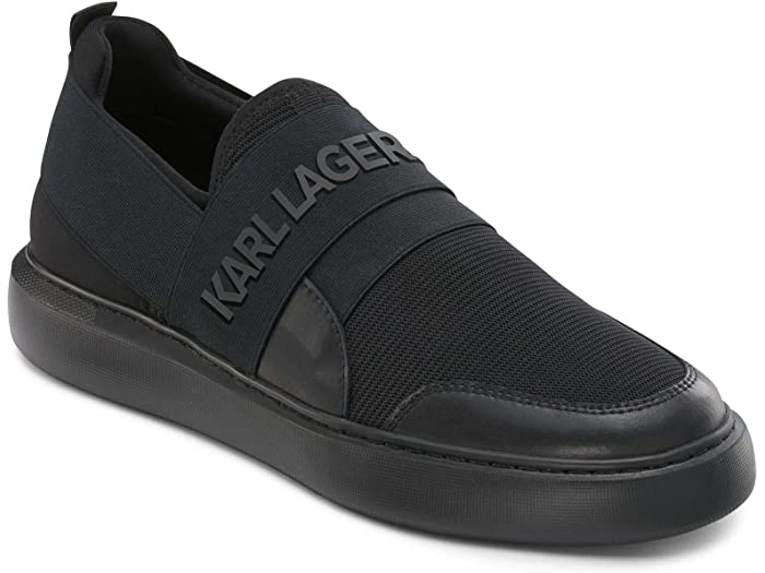 (取寄) カール ラガーフェルド パリ メンズ Karl Lagerfeld Paris men Nylon/Leather Banded Logo Slip-On Sneaker Black