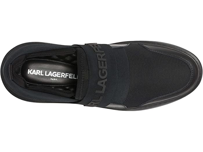 (取寄) カール ラガーフェルド パリ メンズ Karl Lagerfeld Paris men Nylon/Leather Banded Logo Slip-On Sneaker Black