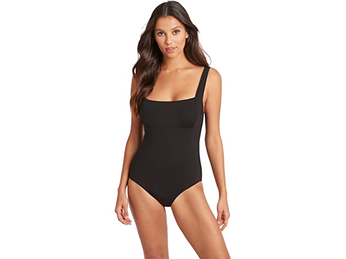 (取寄) シー レベル スイム レディース SEA LEVEL SWIM women Essentials Square Neck One-Piece Black