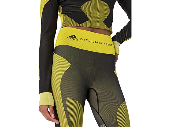 (取寄) アディダス バイ ステラマッカートニー adidas by Stella McCartney Truestrength Seamless Cycling Tights HI6048 Black/Yellow/Clear Onix