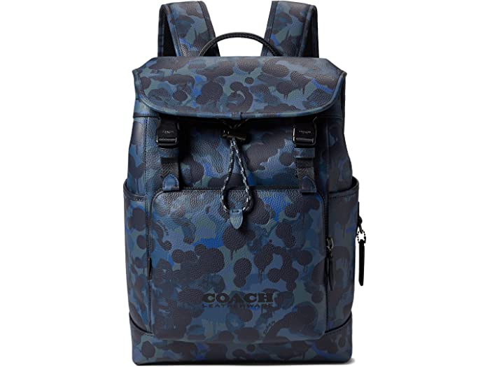 (取寄) コーチ メンズ COACH men League Flap Backpack Camo Blue/Midnight Navy