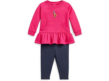 (取寄) ラルフローレン キッズ ガールズ Polo Ralph Lauren Kids girls Organic Cotton Sweatshirt & Leggings Set (Infant) Sport Pink/French Navy