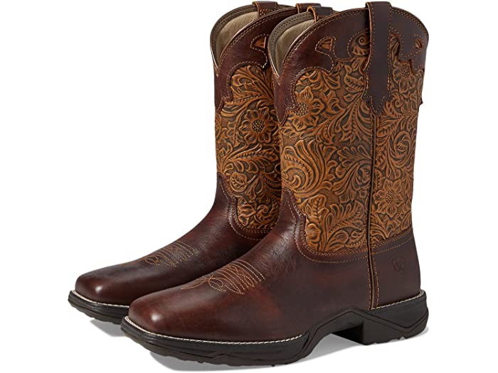 (取寄) アリアット レディース アンセム サバンナ ウェスタン ブーツ Ariat women Anthem Savanna Western Boots Rich Clay/Brown Floral Emboss