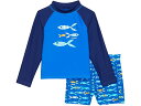 (取寄) エルエルビーン キッズ サン-アンド-サーフ スイム セット (トドラー) L.L.Bean kids L.L.Bean Sun-and-Surf Swim Set (Toddler) Capri Blue Color-Block