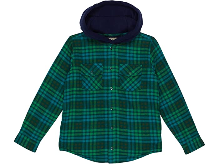 (取寄) エルエルビーン キッズ フリース ライン フランネル シャツ フーデット プレイド (リトル キッズ) L.L.Bean kids L.L.Bean Fleece Lined Flannel Shirt Hooded Plaid (Little Kids) Rainforest