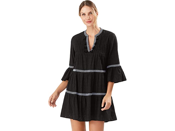 (取寄) トミーバハマ レディース コットン クリップ エンベリッシュ ティア ドレス Tommy Bahama women Cotton Clip Embellished Tier Dress Black