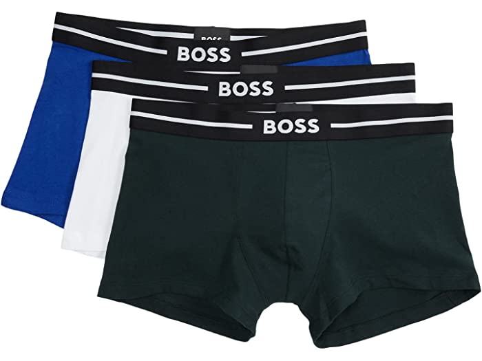 (取寄) ボス メンズ 3-パック ボールド ロゴ トランクス BOSS men BOSS 3-Pack Bold Logo Trunks Dark Green/White/Bright Blueのサムネイル
