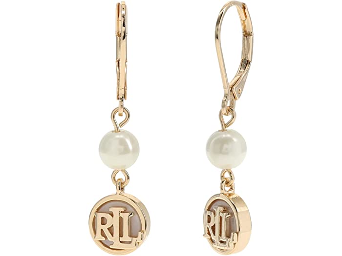 (取寄) ローレン ラルフローレン レディース ロゴ ダブル ドロップ イヤリングス LAUREN Ralph Lauren women LAUREN Ralph Lauren Logo Double Drop Earrings Gold/Pearlのサムネイル