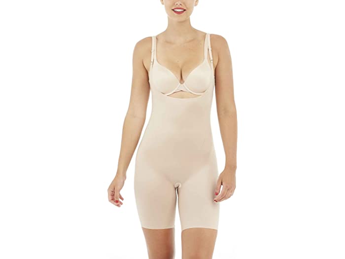 () XpNX fB[X VXeBNc 2.0 I[v-oXg ~bhTC {fBX[c Spanx women Spanx Thinstincts 2.0 Open-Bust Midthigh Bodysuit Champagne Beige