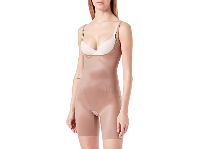 () XpNX fB[X VXeBNc 2.0 I[v-oXg ~bhTC {fBX[c Spanx women Spanx Thinstincts 2.0 Open-Bust Midthigh Bodysuit Cafe Au Lait