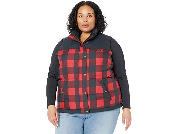 (取寄) エルエルビーン レディース プラス サイズ マウンテン クラシック ダウン ベスト プリント L.L.Bean women Plus Size Mountain Classic Down Vest Print Rich Red Buffalo Plaid