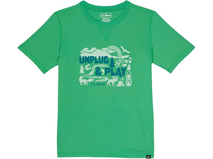 (取寄) エルエルビーン キッズ オーガニック 半袖 Tシャツ L.L.Bean kids L.L.Bean Organic Short Sleeve Tee (Big Kids) Bright Elm Unplug and Play