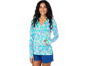 () [ sbc@[ fB[X JbV[ Upf 50+ |bvI[o[ Lilly Pulitzer women Lilly Pulitzer Cassi UPF 50+ Popover Formentera Turquoise Keep On Beleafing