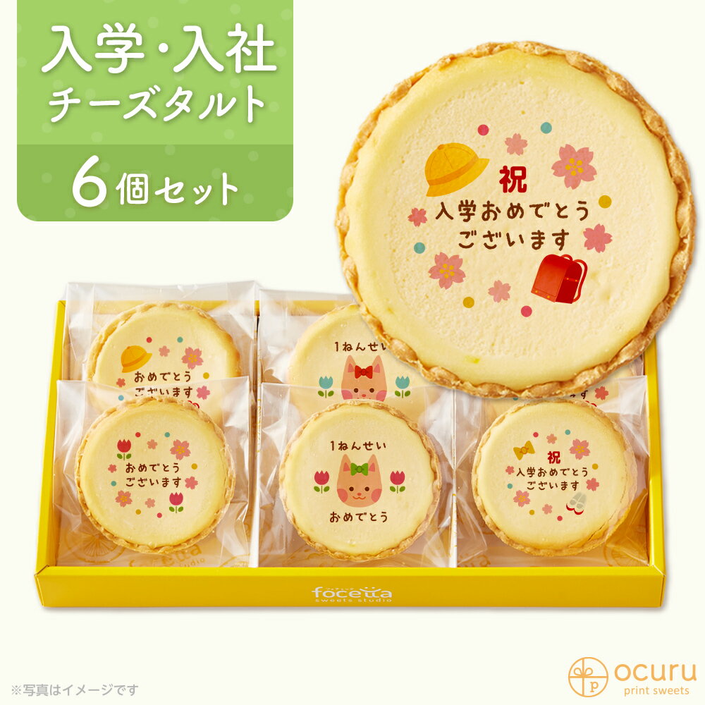 【 新春 成人の日 バレンタイン お礼 お菓子 】 入学おめでとう メッセージ チーズタルト チーズケーキ タルト フロマージュ 6個(箱入り) イラスト プリント メッセージ お祝い 小学校 メッセージ お祝いのサムネイル