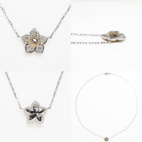 ダイヤモンド 0.15ct ネックレス“Christmas Rose”K10 or K18/WG・PG・YG 送料無料18K 18金 ゴールド 華奢ローズカット