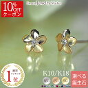 【10%OFFクーポン対象!30日まで】 プルメリア ハワイアンジュエリー 誕生石 ピアス 18金 18K K18 10金 10K K10 | ルビー ダイヤ ...