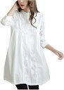 チュニック ブラウス レース 刺繍 透け感 レディース レースブラウス ゆったり 体系カバー レディース きれいめ ブラウス 七分袖 上品 清楚 白 春夏 レデ...