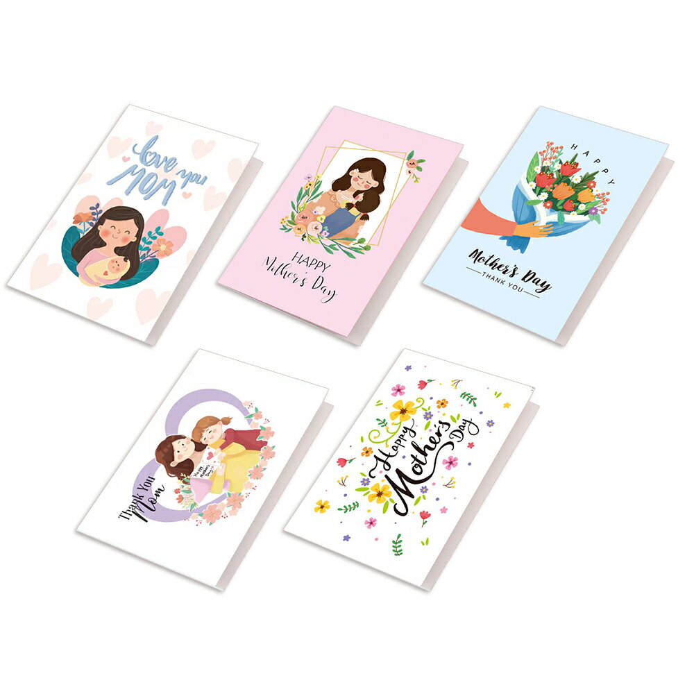 母の日 ギフト メッセージカード 5種類 封筒付き イラスト 母の日カード マザーズデー ママ お母さん 母 寄せ書き 手紙 グリーティングカード かわいい シ...