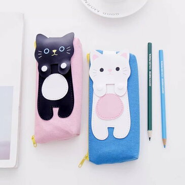 ペンケース 筆箱 小物入れ かわいい猫 おしゃれ サイドポケット ペンポーチ 文房具 レディース メンズ 男女兼用 かわいいデザイン ボタン