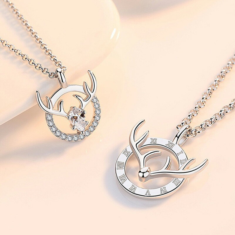 ペアネックレス 鹿 ペンダント シンプル ギフト プレゼント 開運 誕生日 記念日 ホワイトデー バレンタインデー クリスマス お揃い ペアルック カップル ダ...