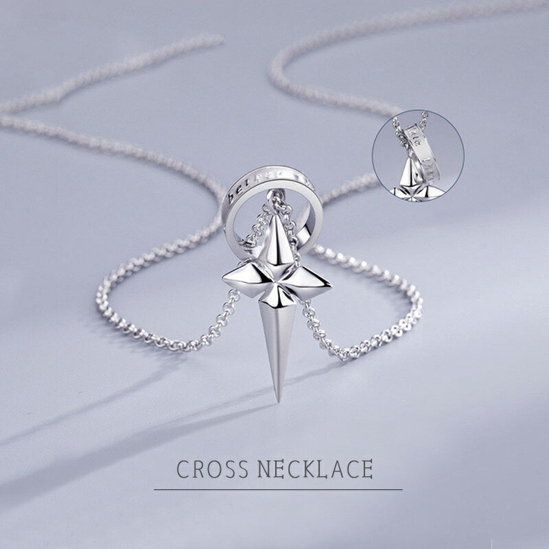 クロス 成功運アップ ネックレス ペンダント better late than never リング ロング アクセサリー ロングネックレス シンプル シルバー ...