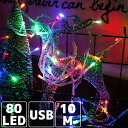 USB カラフル 暖色 点灯パターン イルミネーション led 80球 10メートル 80灯 屋内 屋外 クリスマス ツリー 防滴 防水 マルチカラー 飾り 飾り付け 電飾 防犯 イルミネーション ライト 部屋 イルミネーションライト USB式(3)