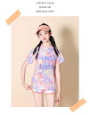 キッズ 水着 女の子 ワンピース 3点セット Tシャツ セパレート 全2種 ショートパンツ ラッシュガード ショーパン 短パン ボクサータイプ 花 総柄 ピンク パープル パステル 子供 可愛い おしゃれ 水泳 スイミング 幼稚園 保育園 小学生 紫外線対策 スイムウェア スポーティー