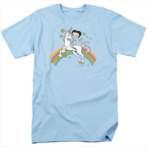 ベティー ブープ （Betty Boop） Tシャツ UNICORN & RAINBOWS ライトブルー アダルト サイズ BB-TV-AT-BB679