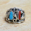 インディアン ジュエリー 【NAVAJO】 シルバー リング Size:20号 ターコイズ コーラル