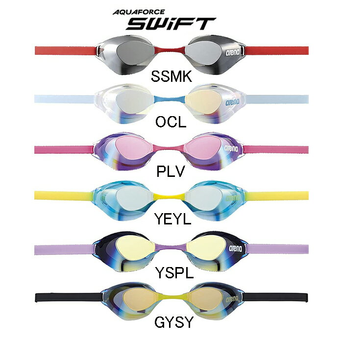 【あす楽対応】【FINA承認】AGL-130M arena アリーナ アクアフォーススイフト ミラーゴーグル クッションなし スイミングゴーグル スイムゴーグル くもり止め 水泳 競泳用 北島・入江選手着用 ロンドン五輪 世界水泳のサムネイル